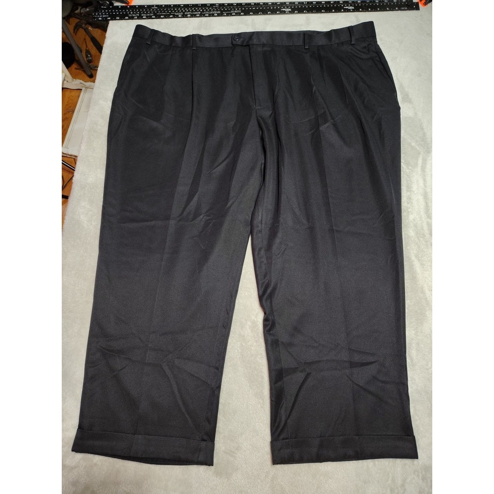 Perry Ellis America Pants Men 52/29 Black Cuffed Stretch Rich Office Evening